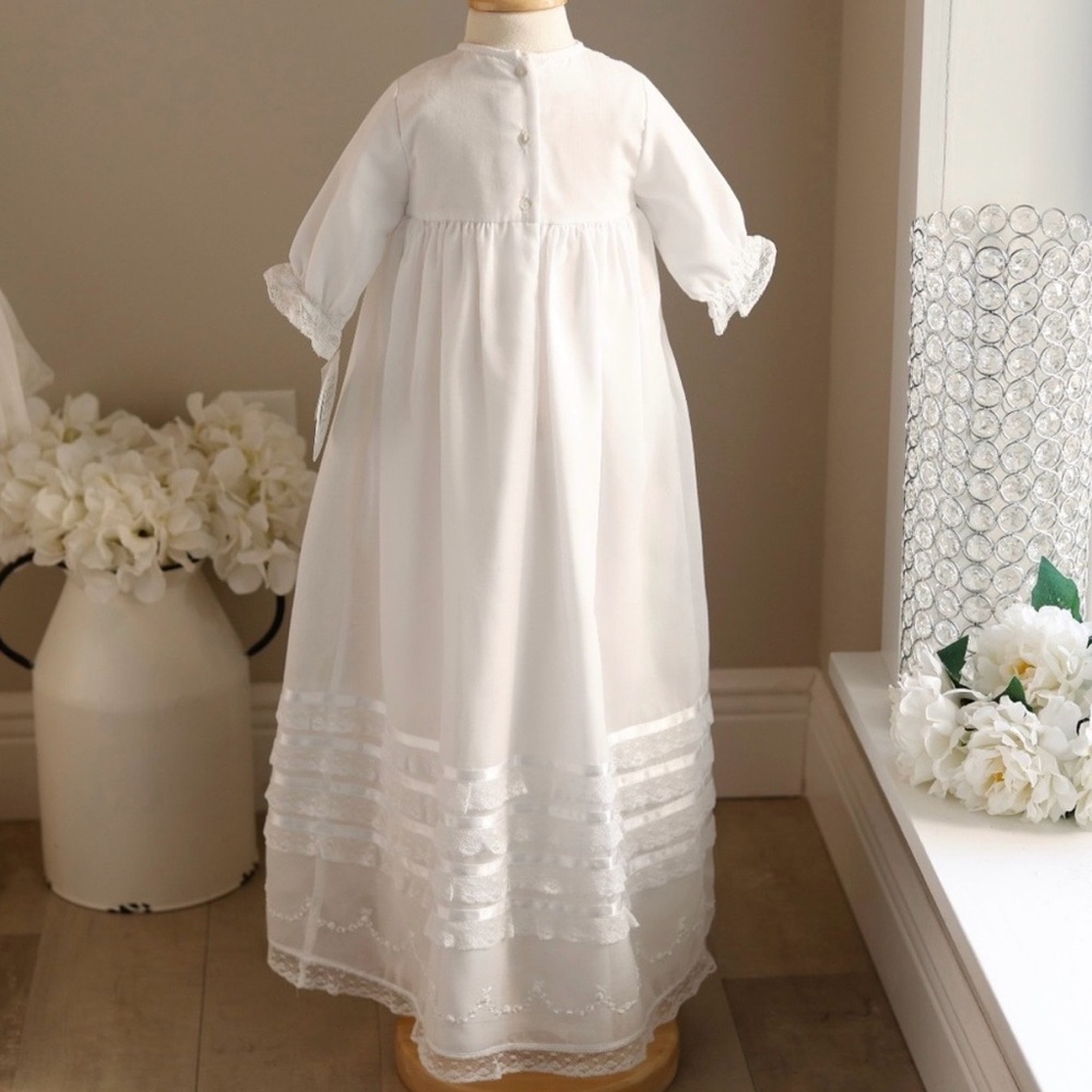 White Heirloom Special Occasion Gown Set Sarah Louise Newborn Portrait Wedding